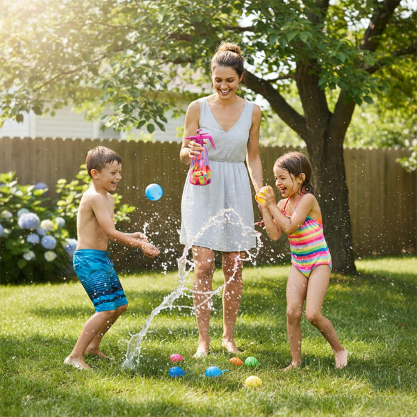 Bombitas De Agua 300 Unidades + Botella De Recarga Color Rosa