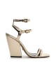 Sandalia Taco Ancho Alto Color Champagne U