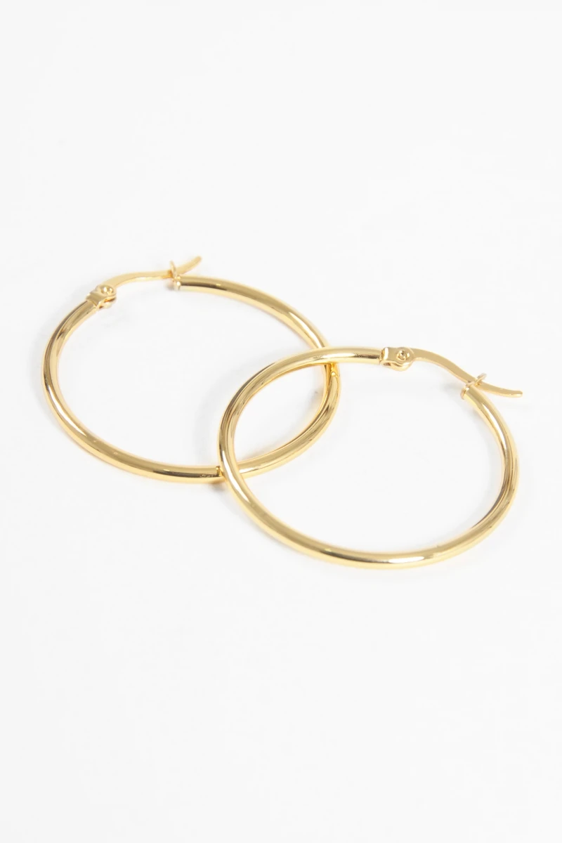 Aros acero large dorado