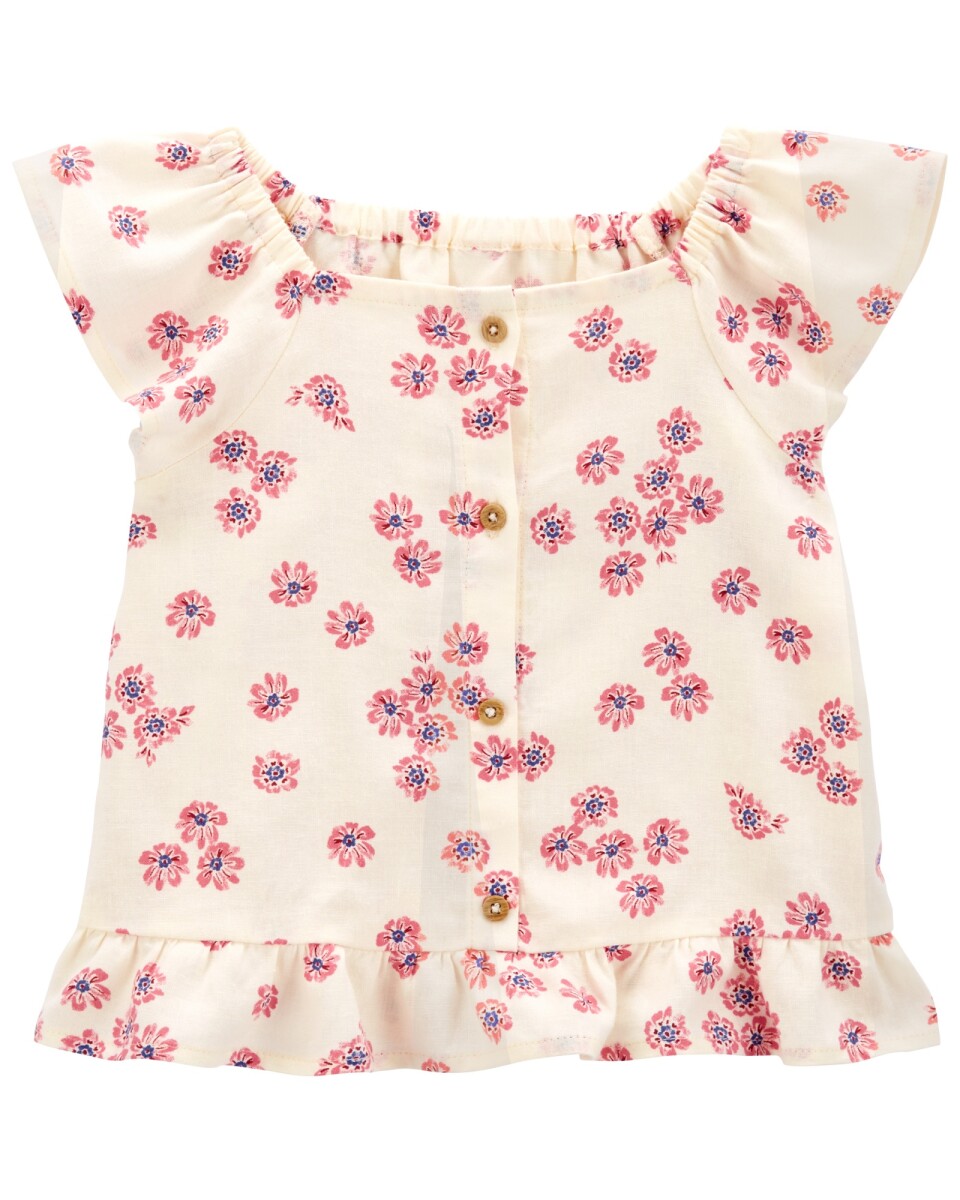 Blusa de lino Ecovero, diseño floral 