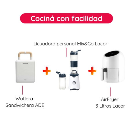 Kit Cocina AirFryer 3 Litros con Waflera-Sandwichera y Licuadora Mix&Go Kit Cocina AirFryer 3 Litros con Waflera-Sandwichera y Licuadora Mix&Go