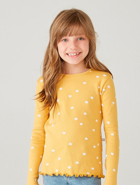 BLUSA MANGA LARGA DE NIÑA - Amarillo — Hering