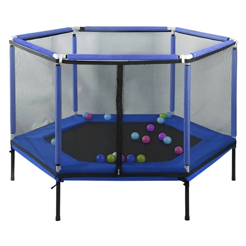 Cama Elástica Infantil Con Red De Seguridad 140 X130cm Azul