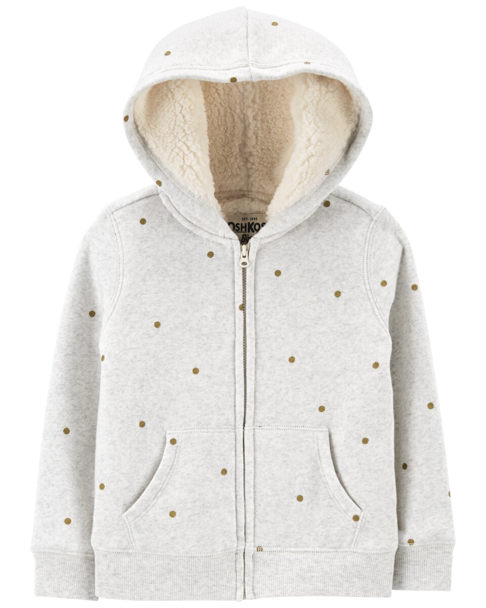 Campera forrada en sherpa, diseño a lunares 