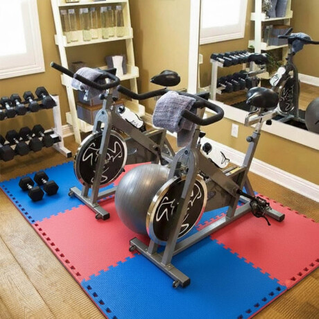 Piso Goma Eva Tatami Encastrable 1mx1mx3cm Gimnasio Rojo/Azul