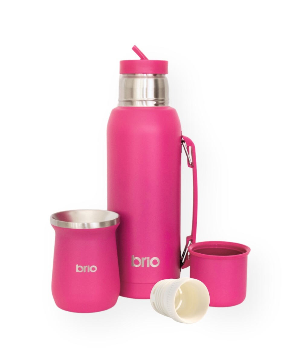 Set De Termo 1 Litro Y Mate Diseño Clásico brio Acero Inox - Frambuesa 
