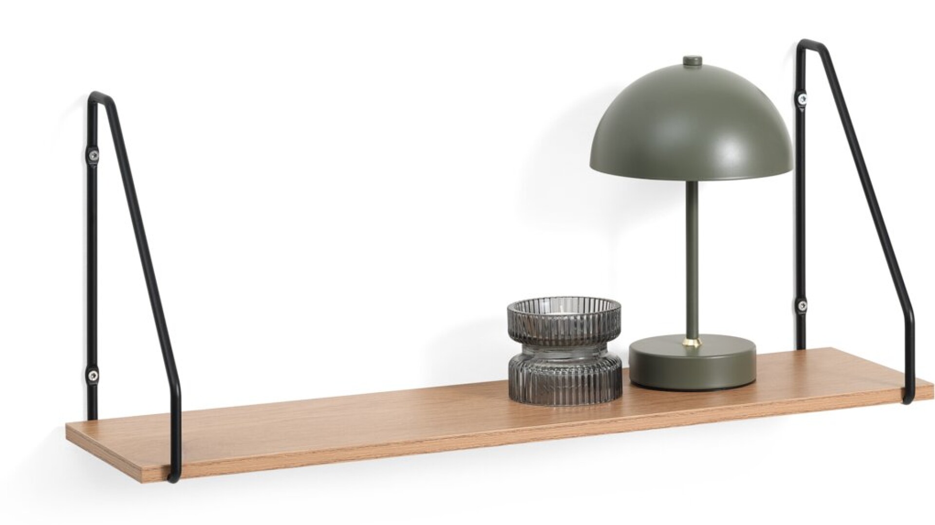 Estante de pared HEJSAGER 1 estante negro/natural 