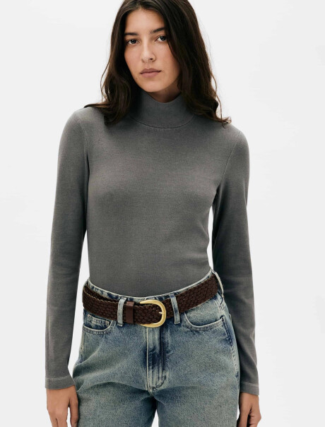 POLERA BÁSICA CON ELASTANO NEGRO