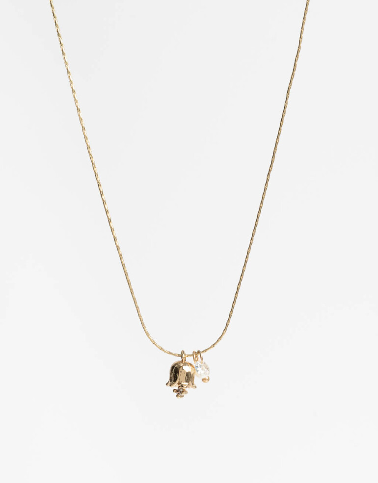 Cadena Corta con Dije Strass Collar Con Dije Tulipán - Dorado