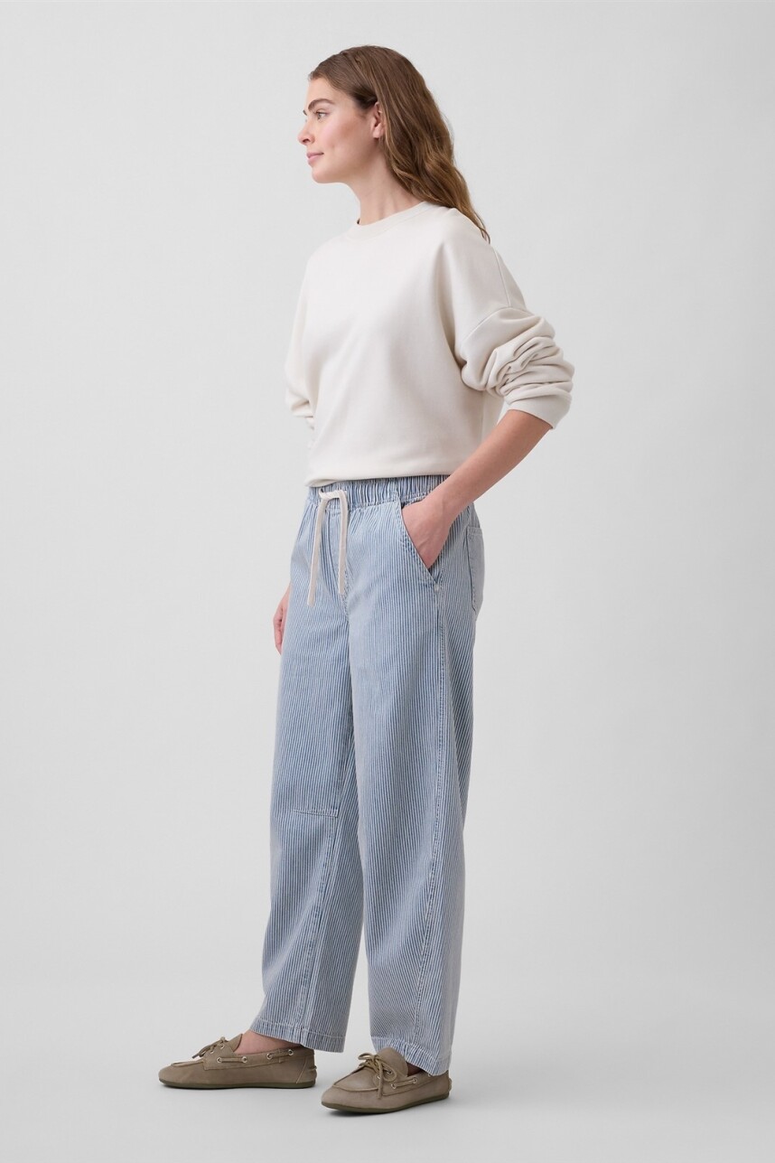 Jean Pull On Barrel Mujer Railroad Strp Indigo