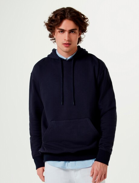 BUZO BÁSICO MASCULINO CON CAPUCHA AZUL