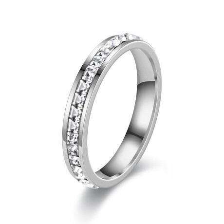 Anillo Simple Brillo En Caja Color Plata