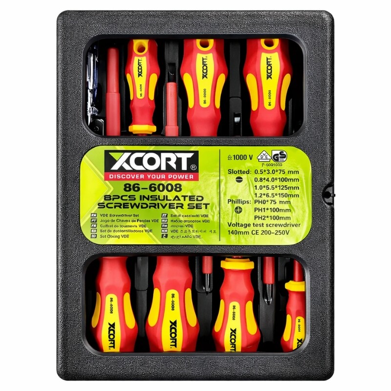 XCORT JUEGO DESTORNILLADORES AISLACION VDE 1000V 7 PIEZAS + BUSCAPOLO Xcort Juego Destornilladores Aislacion Vde 1000v 7 Piezas + Buscapolo