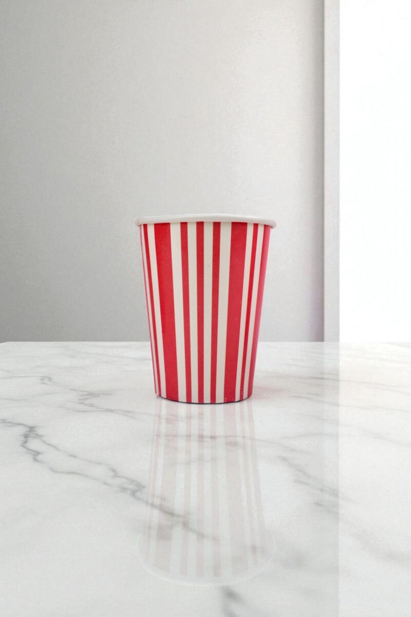 Vaso polipapel 8 oz - ROJO LINES 