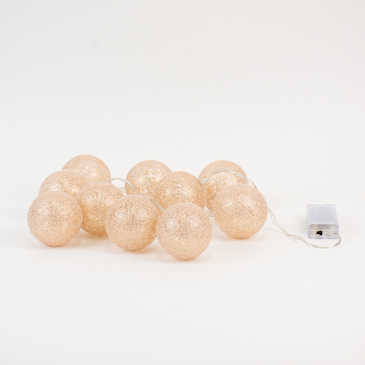 Guirnalda Bolas Esferas De Hilo Metalizado Luces Led - Cobre 