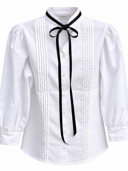 Blusa Broderie Con Lazo Negro