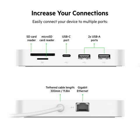 Belkin Adaptador HUB 6 en 1 USB-C - White Belkin Adaptador HUB 6 en 1 USB-C - White
