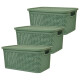 Set x3 Caja simil ratán 4 lts 26,7x18x12cm VERDE