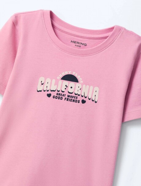 CAMISETA INFANTIL CON ESTAMPA ROSADO