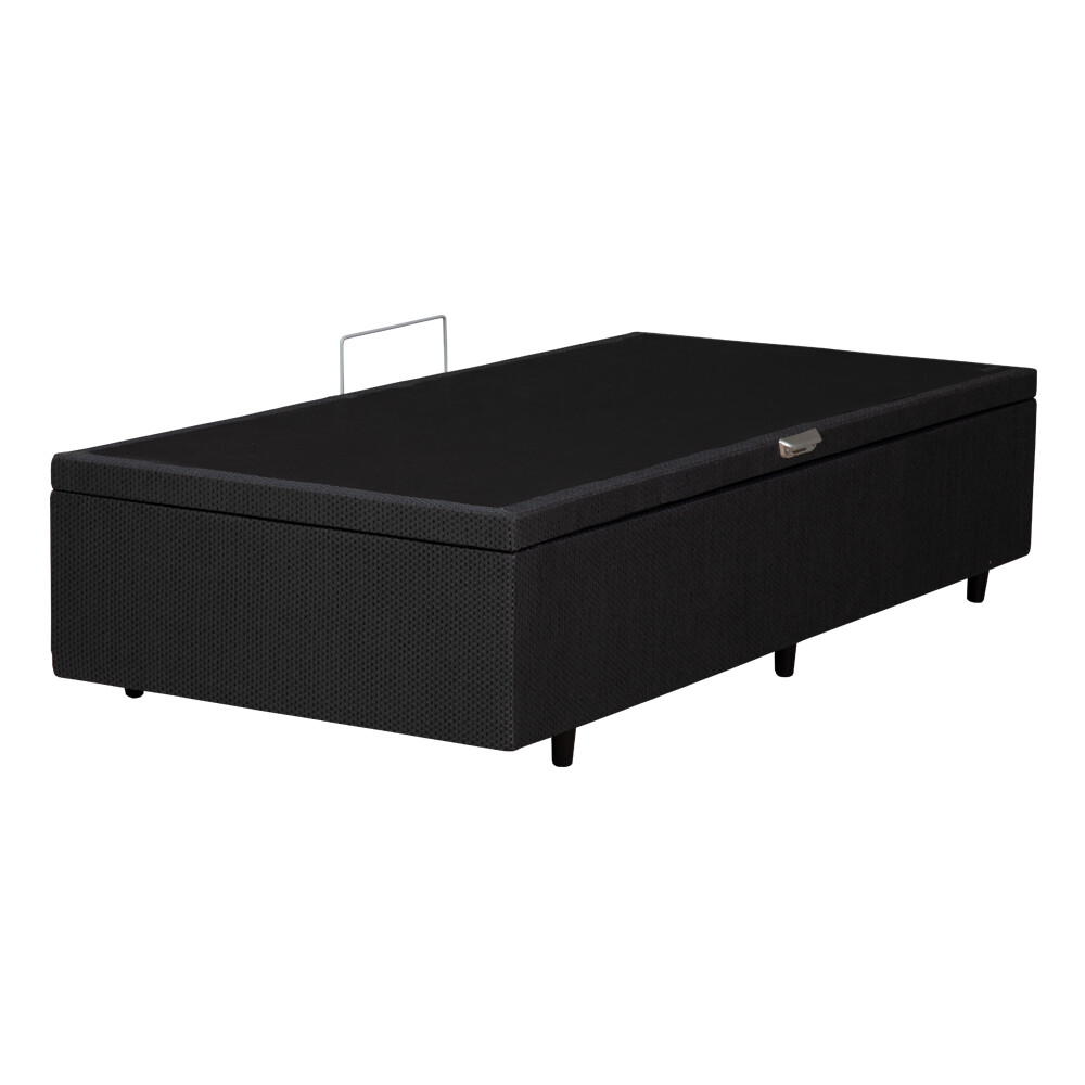 BOX BAÙL 1 PLAZAS BASE DE SOMMIER GUARDARROPA CAMA CON APERTURA LATERAL GRIS