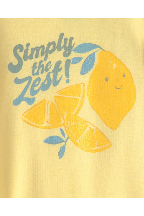 Pijama cuatro piezas de algodón, amarillo y azul, diseño limones. Talles 12-24M Pijama cuatro piezas de algodón, amarillo y azul, diseño limones. Talles 12-24M