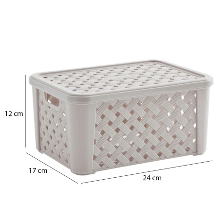 Set X2 Cajas Canastos Organizadores Rattan c/ Tapa Paramount Crema