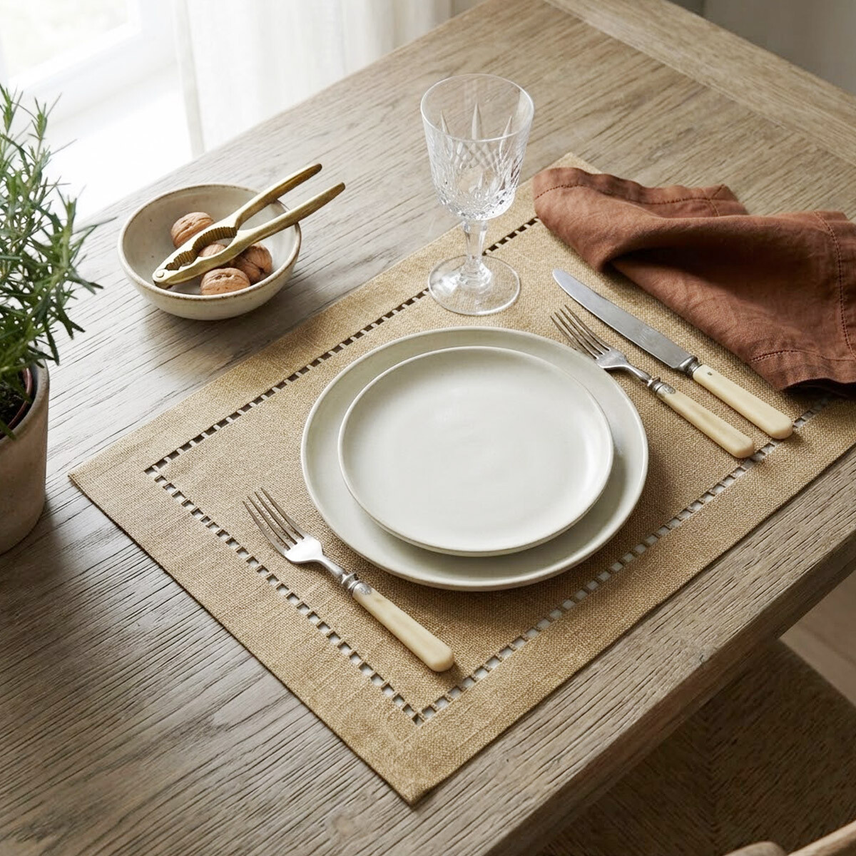 Individual con Vainilla Lino Liso Home Class 45 x 30 cm - BEIGE 