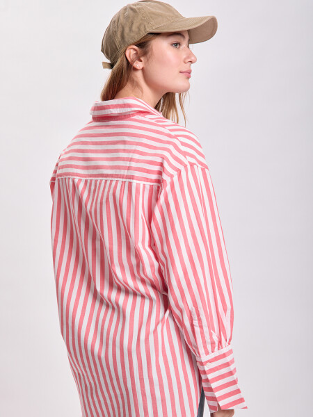Camisa bolsillo rayada Rojo