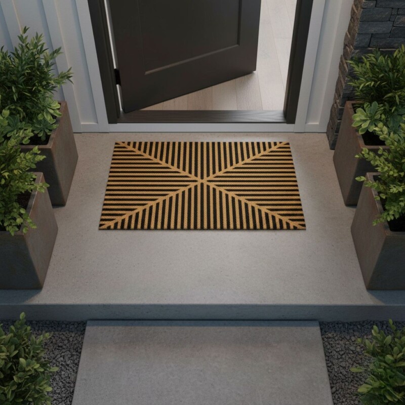 ALFOMBRA COCO RECT NATURAL C/DET RAYAS 60X90CM Unica