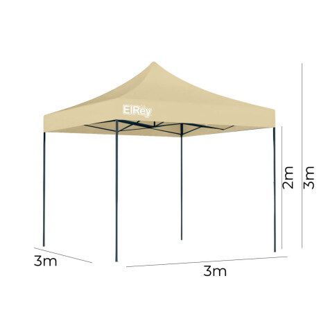 Gazebo 3x3mt Toldo Carpa Uv30 Impermeable Resistente Beige