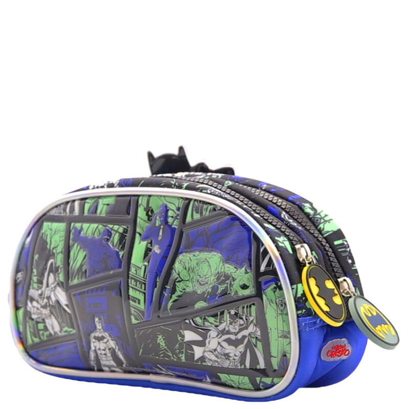 Cartuchera Batman 2 Cierres Azul - Negro - Verde