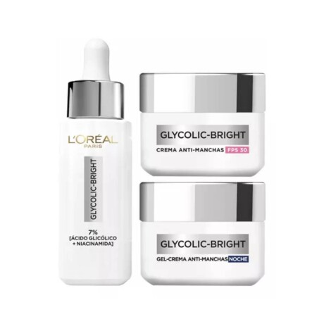 Pack Loreal Glycolic Serum 30ml + Crema Dia 50ml + Crema Noche 50ml Pack Loreal Glycolic Serum 30ml + Crema Dia 50ml + Crema Noche 50ml