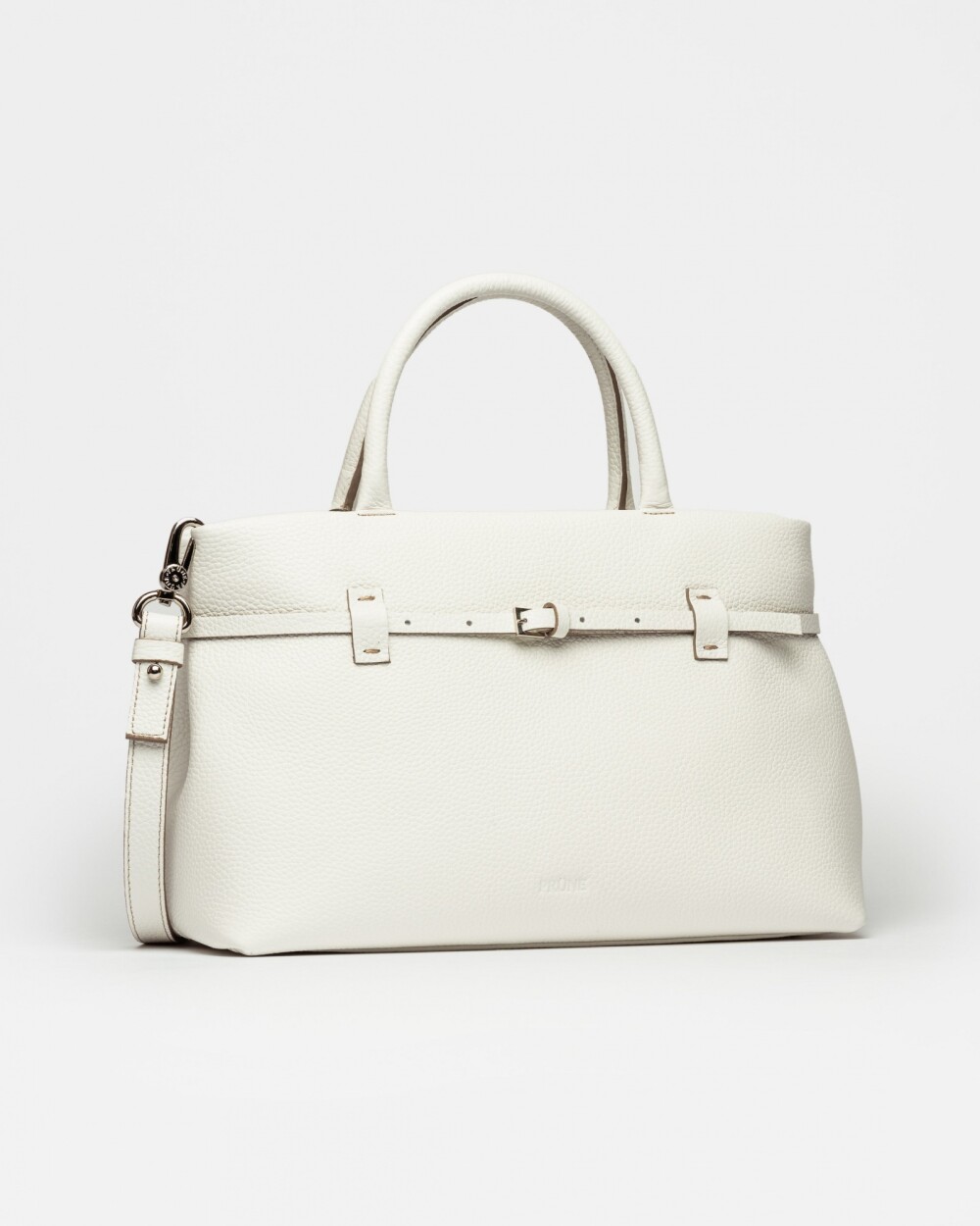 Cartera de mano Bay en cuero graneado Blanco