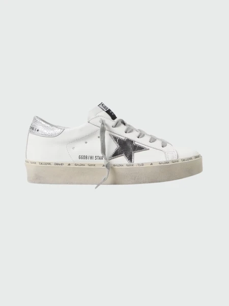Golden Goose-Championes de cuero acordonados con suela alta , HI Star Blanco