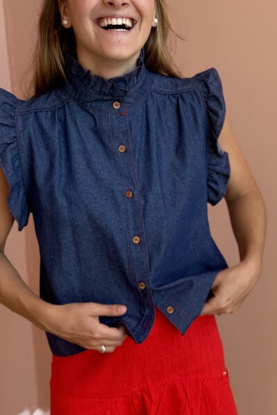 BLUSA CEREZA DENIM Azul