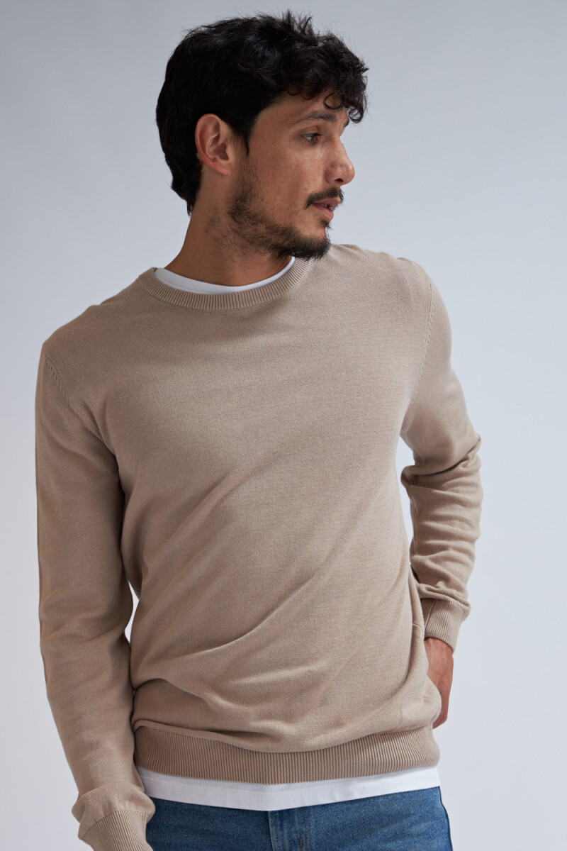 Sweater de punto - Con codera- taupe 