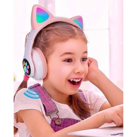 Auriculares Bluetooth infantiles diseño gato Goldtech Catbass RGB Rosa