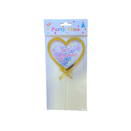 Topper Para Torta Corazon con Confetti Azul