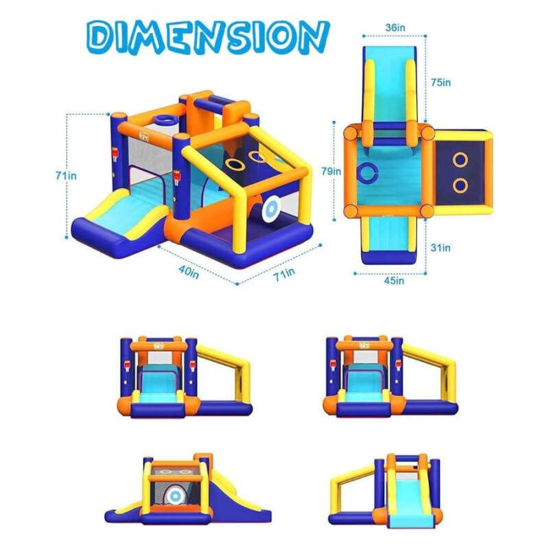 Centro de actividades inflable 8 en 1 azul Centro de actividades inflable 8 en 1 azul