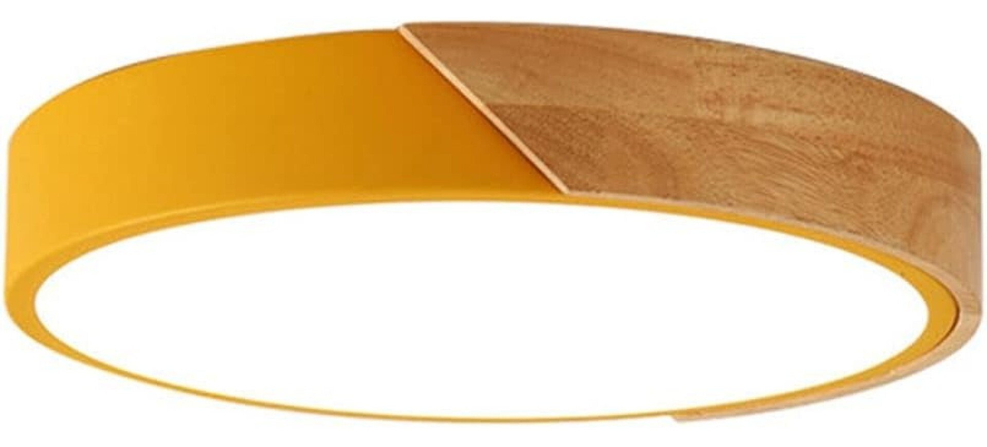 Luminaria Luz Fria Plafon Led Diám 30cm Metal Y Madera - Amarillo 