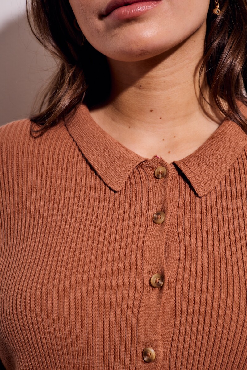Cardigan Cuello Polo Mocha