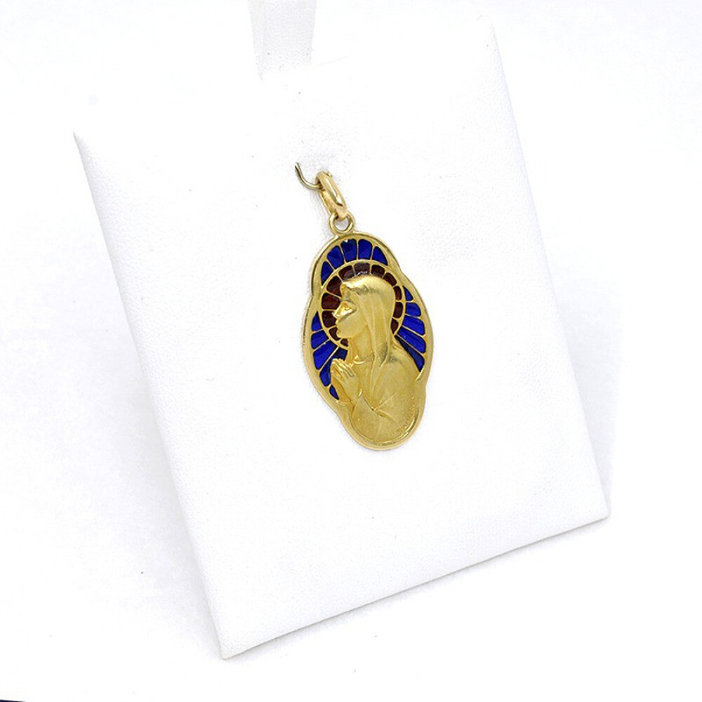 Medalla Virgen En Oro 18K Y Esmalte Traslúcido Medalla Virgen En Oro 18K Y Esmalte Traslúcido