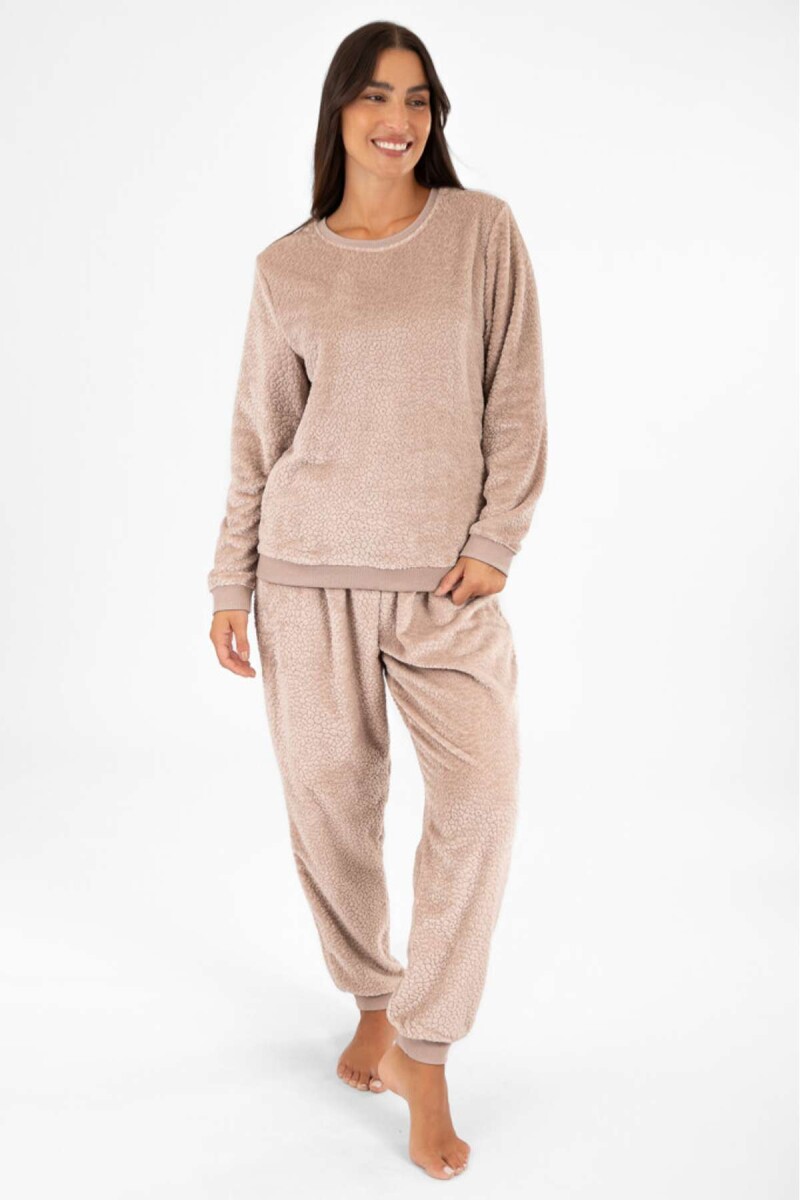 Pijama leopard fleece - Rosa antique 
