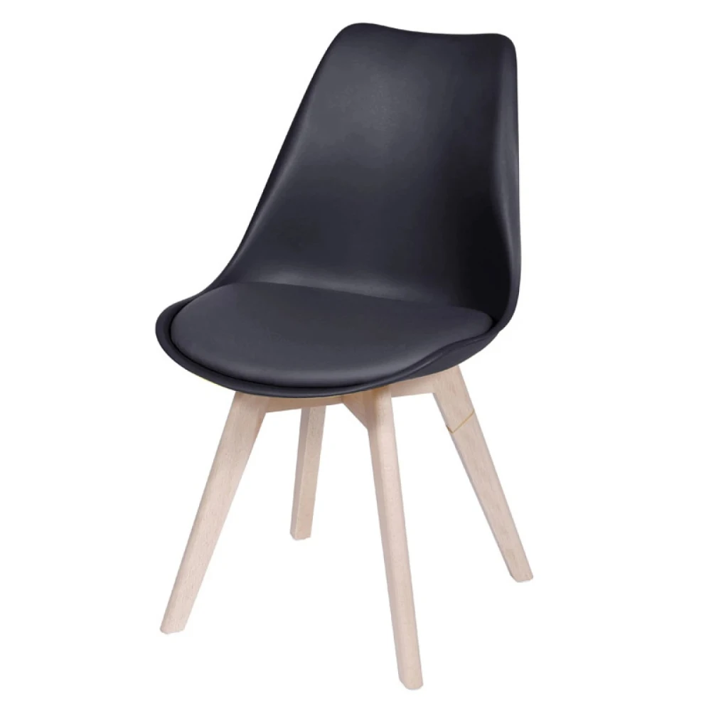 Silla Eames Joly - Acolchonado - Base De Madera Negro