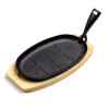 Plancha Grill Oval de Hierro y Base de Madera Plancha Grill Oval de Hierro y Base de Madera