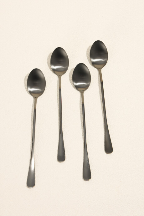 Cuchara Mango Largo Olivo Set 4 Un. Negro Color Unico
