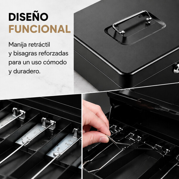 Caja Cofre Seguridad Dinero Fuerte Metal Llave 30x24x9cm Ax Negro