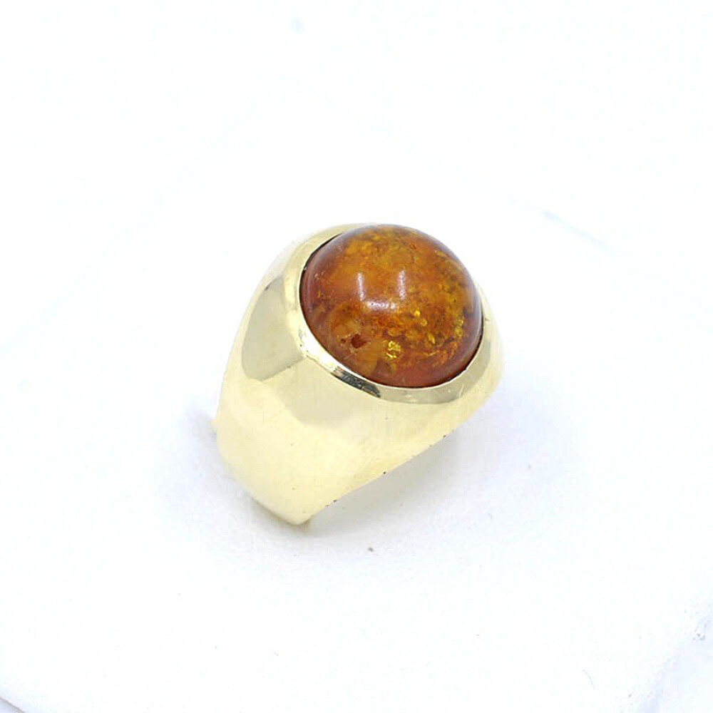 Anillo En Oro 18K Y Ambar Cabullon Anillo En Oro 18K Y Ambar Cabullon