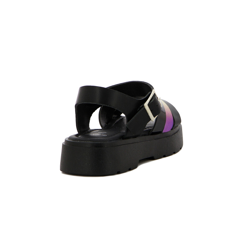 Angus Sandalia Niña Tres Tiras C/ Pulsera Y Hebilla Negro