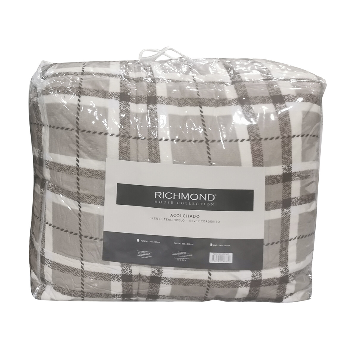 Acolchado King Size Terciopelo con Corderito Richmond 240 x 260 cm - BEIGE 